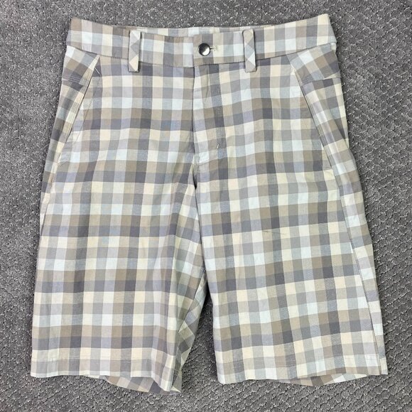 Lululemon Shorts Men's 30 Brown Plaid Kahuna 2.0 Commission ABC Golf Stretch - Picture 1 of 13